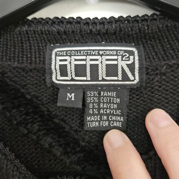 VTG 90s BEREK 2 Womens Black Chenille Tiger Beaded Knit Cardigan Sweater Medium - Picture 6 of 6